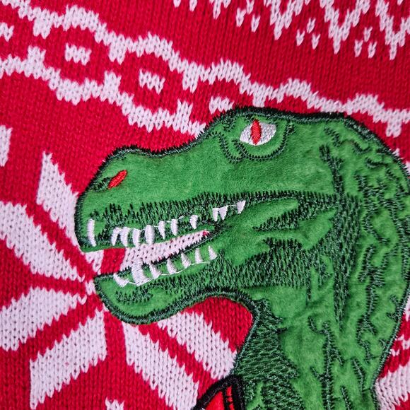 Ugly Christmas Sweater Funny Blizzard Bay T-Rex Fair Isle Unisex 2X Cotton Knit - Picture 4 of 13